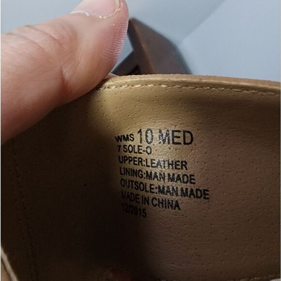 Kenneth Cole Reaction Tan Wedge Sandal Size 10 open toe strappy back - Picture 5 of 6